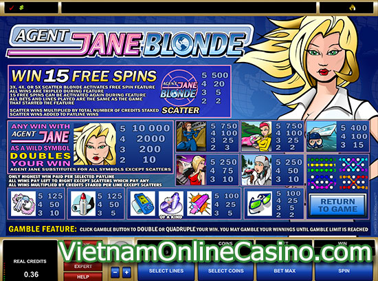 Agent Jane Blonde Slot - Payline
