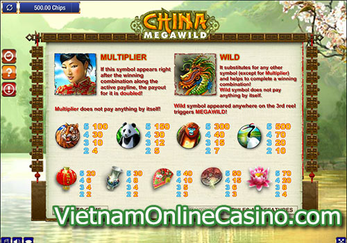 China MegaWild Slot Pay Table