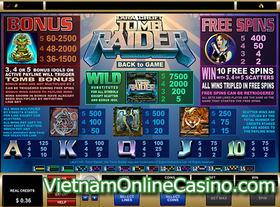 Tomb Raider Slot - Payline