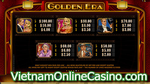 Golden Era Slot Pay Table 1